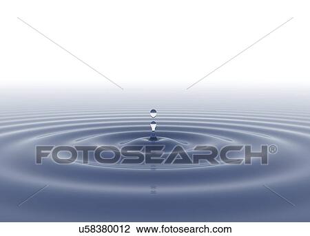 Stock Image - Water droplet and ripped surface, illustration.. Fotosearch