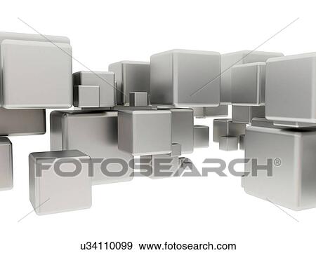 Stock Photo - White cubes, illustration.. Fotosearch