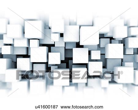 Stock Photo - White cubes, illustration.. Fotosearch