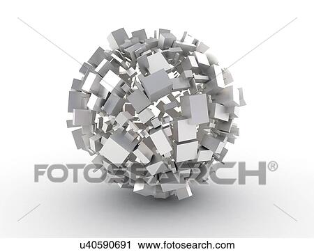 Stock Image - White cubes making a circle shape, illustration.. Fotosearch