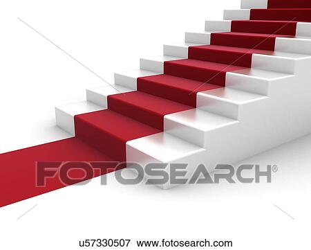 Stock Photo - White steps with red carpet, illustration.. Fotosearch