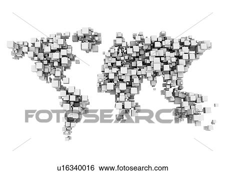 World map made from white cubes View Large Photo Image Stock Photograph - World map made from white cubes. Fotosearch