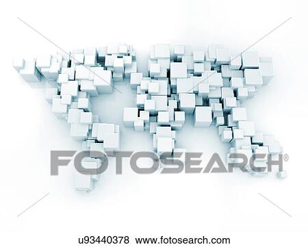 World map made out of white cubes, illustration. View Large Photo Image Stock Photo - World map made out of white cubes, illustration.. Fotosearch