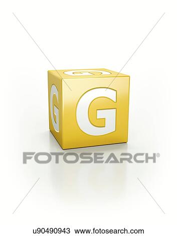 Stock Image - Yellow cube with letter G.. Fotosearch