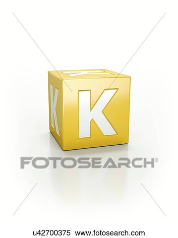 Stock Photography - Yellow cube with letter K.. Fotosearch