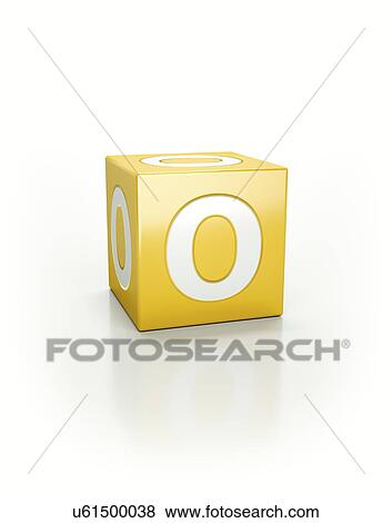 Stock Photo - Yellow cube with letter O.. Fotosearch