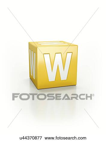 Stock Photo - Yellow cube with letter W.. Fotosearch