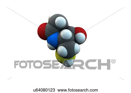 Stock Image - Acetylcysteine mucolytic drug molecule. Fotosearch
