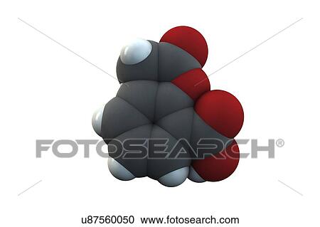 Stock Image - Acetylsalicylic acid pain relief drug molecule. Fotosearch