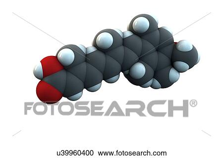 Stock Image - Acitretin psoriasis drug molecule. Fotosearch