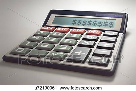 Stock Image - Calculator with dollar symbols. Fotosearch