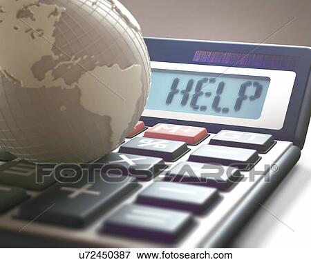 Calculator with help and globe View Large Photo Image Stock Photo - Calculator with help and globe. Fotosearch