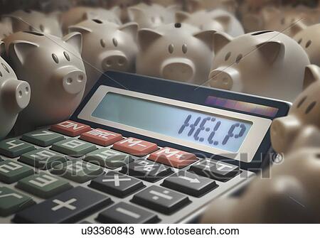 Calculator with help and piggy banks View Large Photo Image Stock Image - Calculator with help and piggy banks. Fotosearch