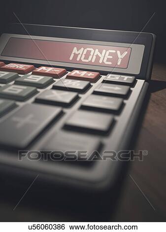 Stock Image - Calculator with money. Fotosearch - Search Stock Photography, Poster Photos, Pictures, and Photo Clip Art
