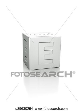 Picture - Cube with the letter E embossed.. Fotosearch
