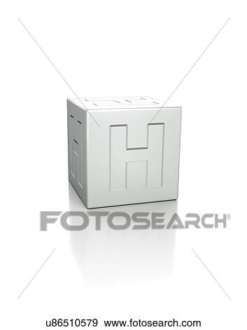 Stock Photo - Cube with the letter H embossed.. Fotosearch