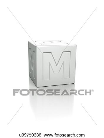 Stock Photograph - Cube with the letter M embossed.. Fotosearch