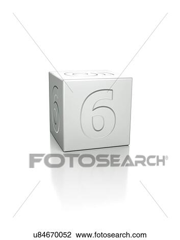 Stock Image - Cube with the number 6 embossed.. Fotosearch