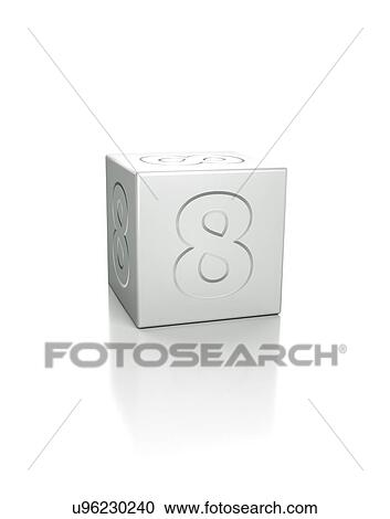 Stock Image - Cube with the number 8 embossed.. Fotosearch