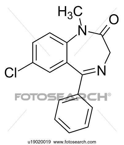 Stock Photo - Diazepam drug molecule, skeletal formula. Fotosearch
