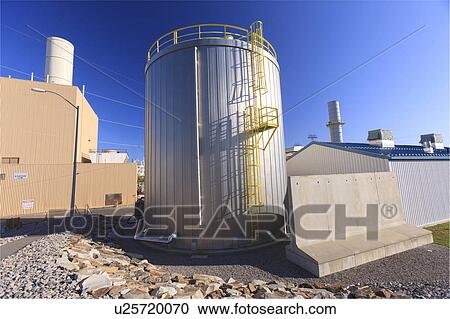 Stock Image - Electric cogeneration power plant. Fotosearch