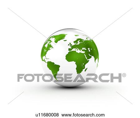 Stock Photo - Green and white globe. Fotosearch