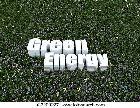 Stock Photo - Green energy written in grass. Fotosearch