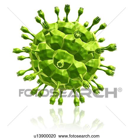 Stock Image - HIV virus particle, illustration. Fotosearch