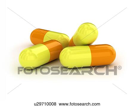 Stock Photo - Orange and yellow capsules. Fotosearch