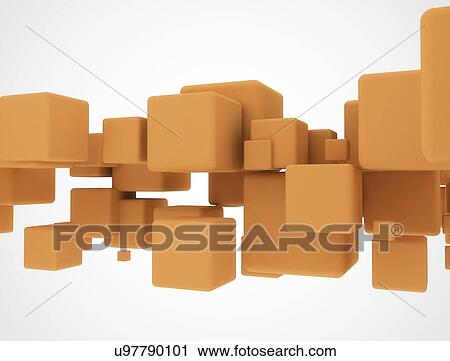 Stock Image - Orange cubes, illustration. Fotosearch