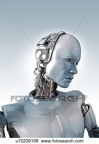 Robot with wires in neck View Large Photo Image Stock Photograph - Robot with wires in neck. Fotosearch