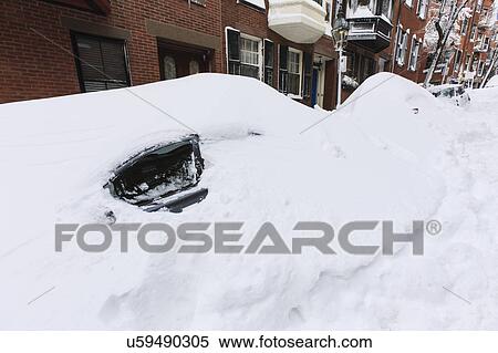 Stock Photography - Snowbound auto in Boston, USA. Fotosearch