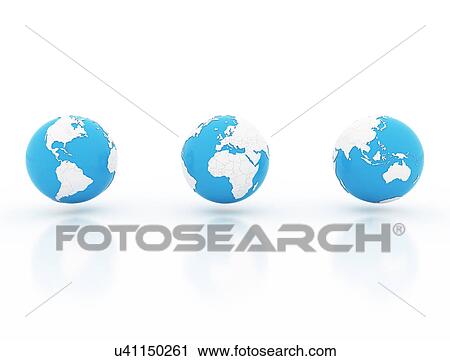Three blue and white globes View Large Photo Image Stock Image - Three blue and white globes. Fotosearch