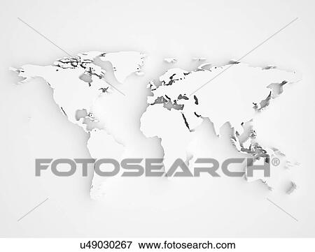 White world map View Large Photo Image Stock Photo - White world map. Fotosearch