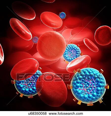 Stock Photo - AIDS virus, illustration. Fotosearch