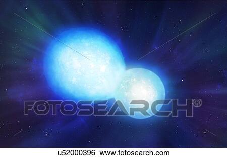 Stock Photograph - Artwork of Colliding Neutron Stars. Fotosearch