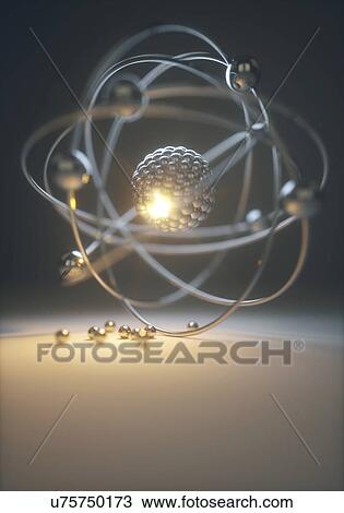Stock Image - Atom, illustration. Fotosearch