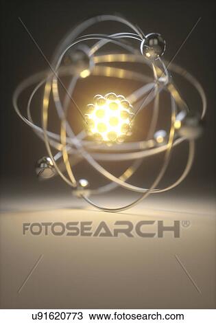 Stock Image - Atom, illustration. Fotosearch