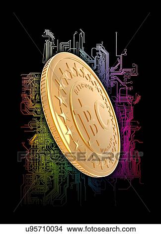 Bitcoin and circuit board View Large Photo Image Picture - Bitcoin and circuit board. Fotosearch