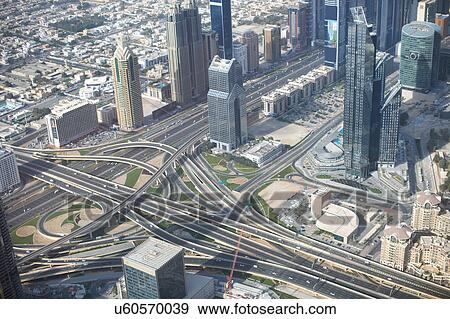 Cityscape, elevated view, Dubai, UAE View Large Photo Image Stock Photo - Cityscape, elevated view, Dubai, UAE. Fotosearch