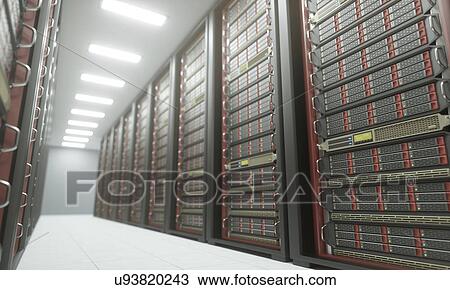 Stock Image - Computer server room, illustration. Fotosearch