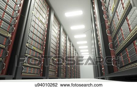 Stock Image - Computer server room, illustration. Fotosearch