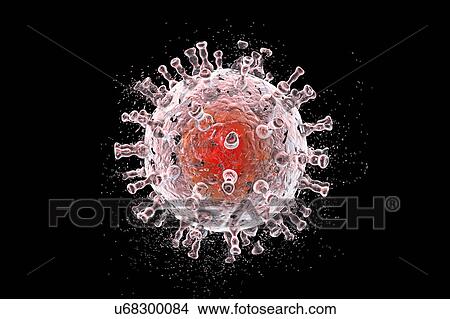 Picture - Destruction of encephalitis virus, illustration. Fotosearch