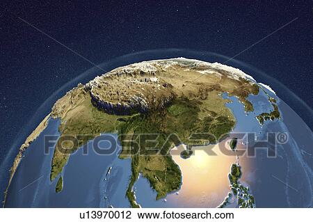 Earth from space, illustration View Large Photo Image Stock Image - Earth from space, illustration. Fotosearch