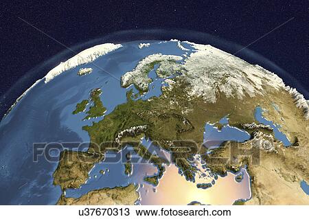 Stock Image - Earth from space, illustration. Fotosearch