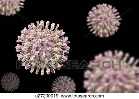Stock Photo - HIV particles, illustration. Fotosearch