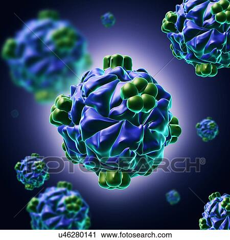 Stock Image - HK97 bacteriophage, illustration. Fotosearch