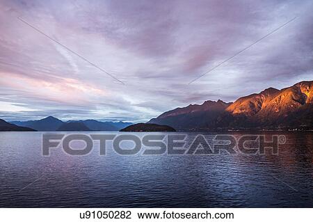 Stock Image - Howe Sound Bay, viewed from ferry, Squamish, British Columbia, Canada. Fotosearch