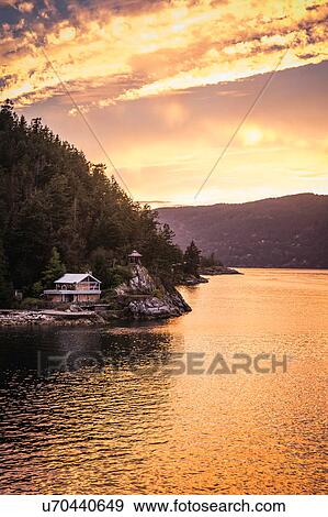 Stock Photo - Howe Sound Bay, viewed from ferry, Squamish, British Columbia, Canada. Fotosearch