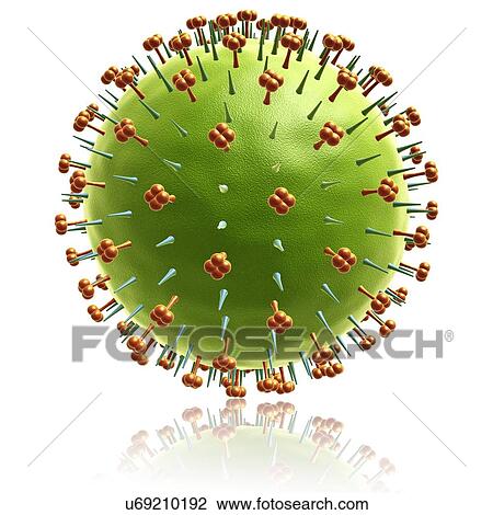 Stock Image - Influenza virus particle, illustration. Fotosearch